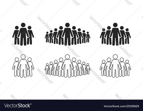 People Icon Set Stick Figures Crowd Icon Vector Image