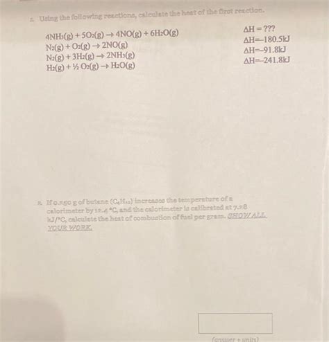 Solved 1 Using The Following Reactions Calculate The Heat