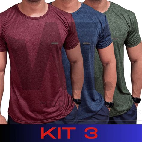 Kit 3 Camisetas Masculinas Dry Fit Malha Fria Moda Fitnes Academia