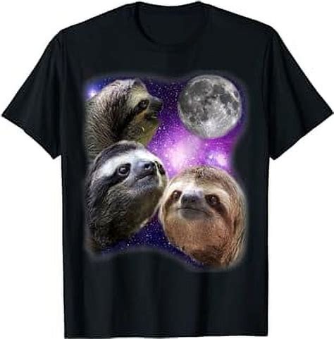 Sloth Shirt - Three Sloths Moon Parody Wolf Meme Shirt - Walmart.com