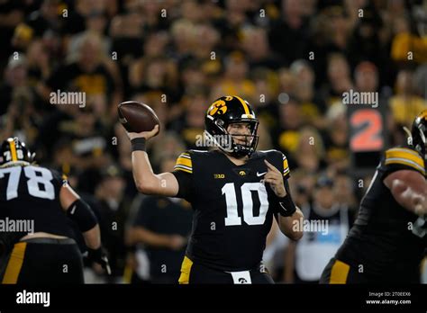 Iowa Quarterback Deacon Hill 10 Throws A Pass During The Second Half