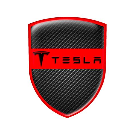 Tesla Shield Silicone Sticker Carbon Red Line Edition | Domed Emblems ...