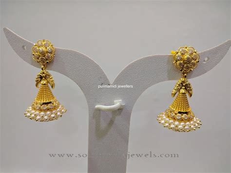 Gold Pearl Jhumka Design South India Jewels