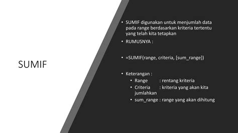 Fungsi Math Sum Sumif Sumifs Ppt