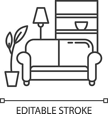 Living Room Furniture Icon Collection Linear House Vector Collection