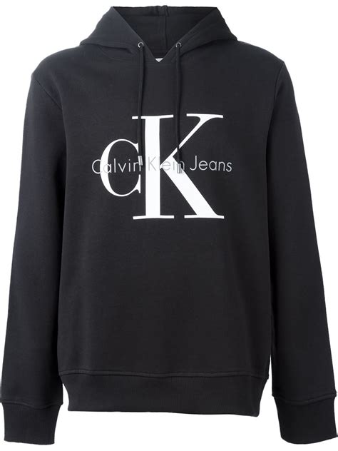 Calvin Klein Jeans Logo Print Hoodie In Black For Men Lyst