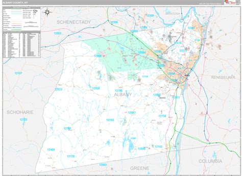 Albany County, NY Zip Code Map Premium Style