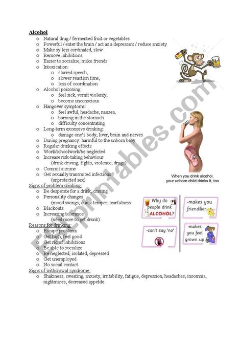 Alcohol Esl Worksheet By Viag