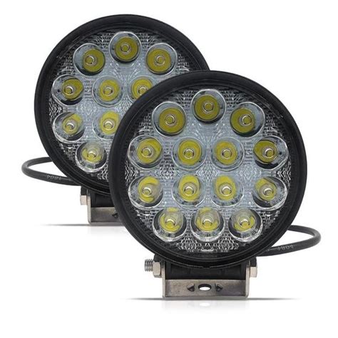 Kit Farol Milha Leds W V V Redondo E Quadrado Off Road K