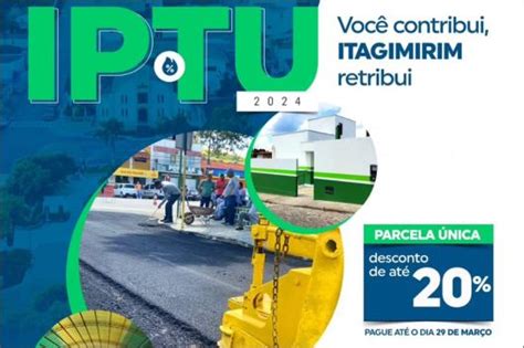 Iptu Prefeitura De Itagimirim Oferece De Desconto Para O Pagamento