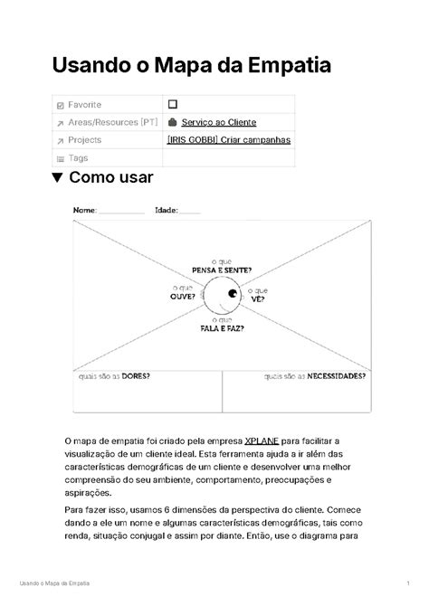 Usando o Mapa da Empatia - Esta ferramenta ajuda a ir além das