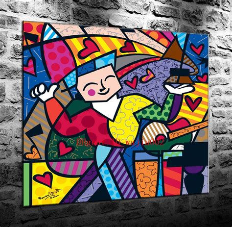 Quebra Cabe A Romero Britto Pintura Da Lona Sala De Estar Decora O De