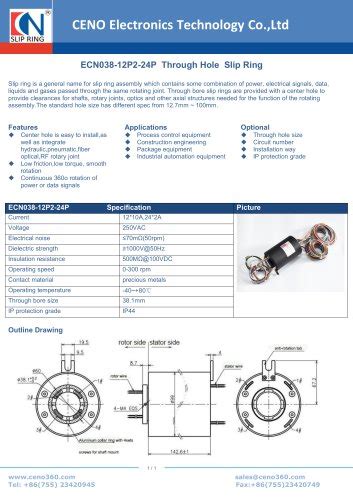 Ceno Through Bore Slip Ring Ecn P P Ceno Electronics