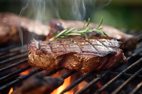 Premium Photo Tasty Beef Steak On Grill With Smoke And Flames