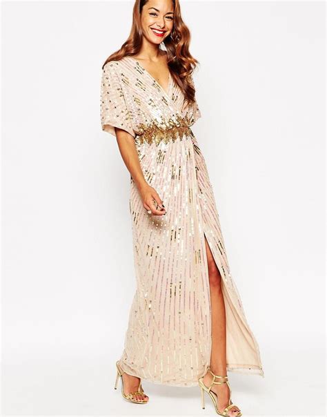 Asos Red Carpet Kimono Holographic Sequin Maxi Dress At Asos Maxi