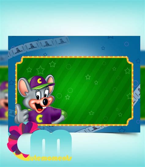 Chuck E Cheese Blue Background Blank Invitation Poster Backdrop