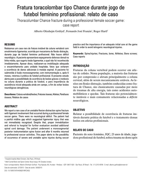 Fratura De Coluna Em Atleta De Futebol Profissional Dr Alberto Gotfryd