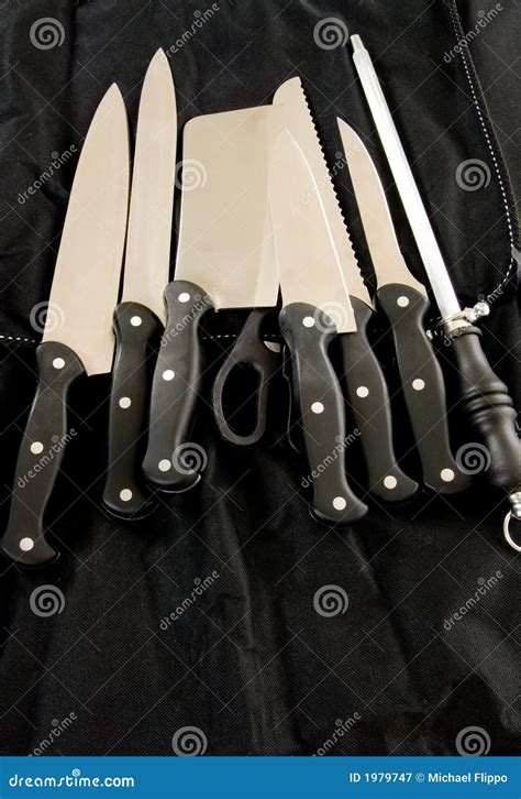 Chef s Knife Set stock image. Image of supply, black, professional ...