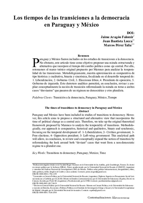 Pdf Los Tiempos De Las Transiciones A La Democracia En Paraguay Y México