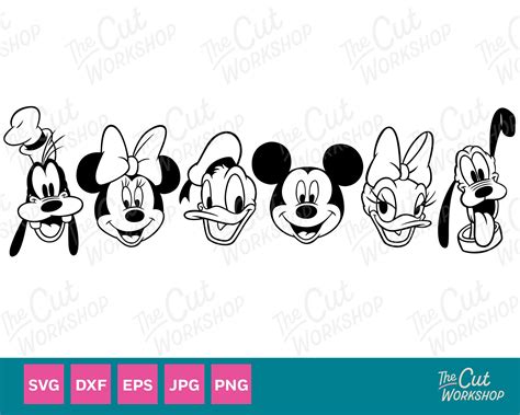 Mickey And Friends Minnie Daisy Donald Goofy Pluto In A Line Etsy