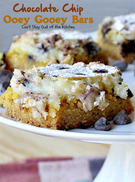 Chocolate Chip Ooey Gooey Bars Cant Stay Out Of The Kitchen