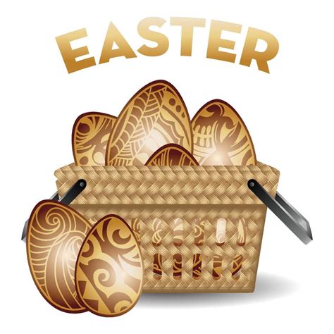 Easter Egg Basket Vector Art At Vecteezy