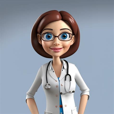 Personaje de dibujos animados médico 3d Foto Premium