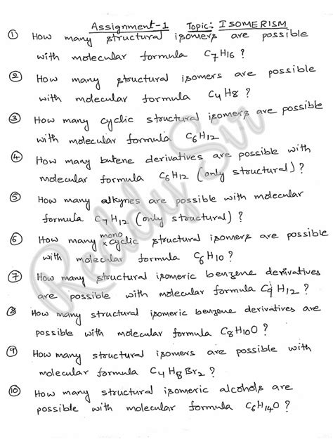 Isomerism Assignment-1 Questions PDF | PDF