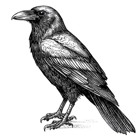 A drawing of a crow with a black and white background | Premium AI ...