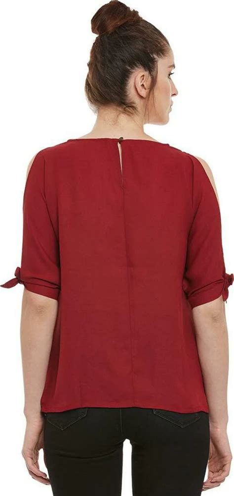 Miss Chase Women Maroon Solid Crepe Single Top Jiomart