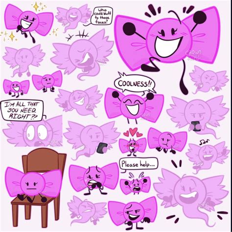 Some Pink Cartoon Characters With Different Expressions