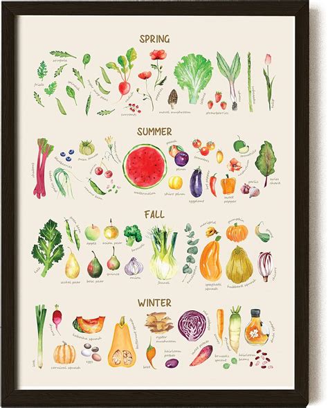 Excool Club Seasonal Produce Calendar 12x16 Seasonal