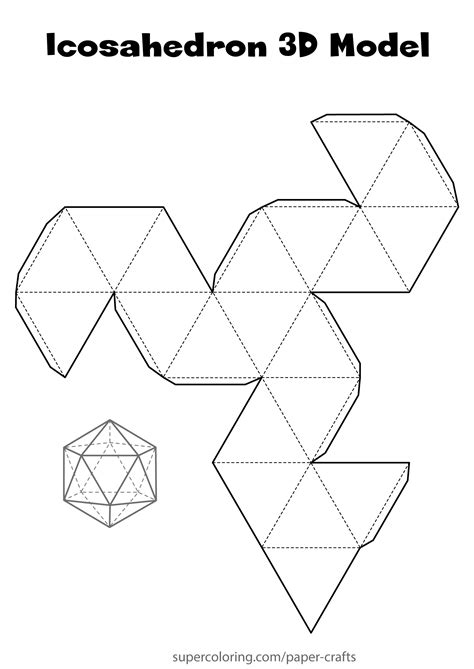 Icosahedron 3d Paper Model Free Printable Papercraft Templates