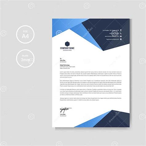 Professional Blue Letterhead Graphic Element Template Stock Vector Illustration Of Folder