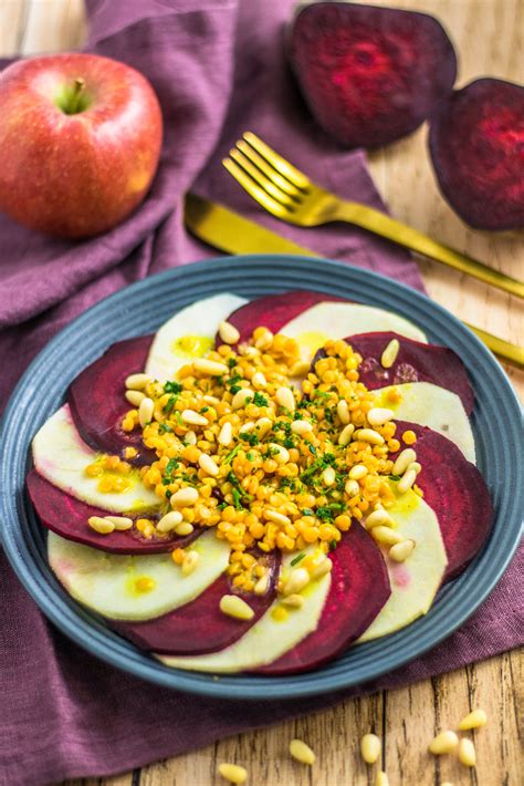 Veganes Rote Beete Carpaccio Mit Apfel Und Linsen Einfaches