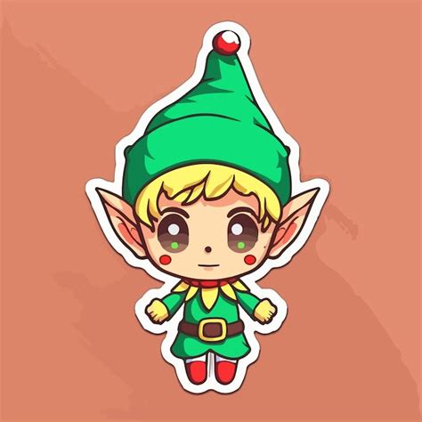 Premium Vector Christmas Elf Cartoon Sticker Xmas Santa Elf Stickers