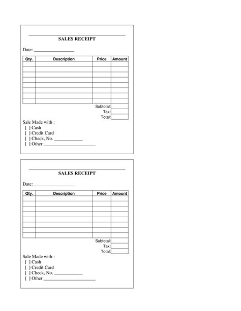 Printable Sales Receipt Templates At