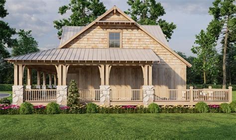 Square Foot Rustic Country House Plan With Wraparound Porch And