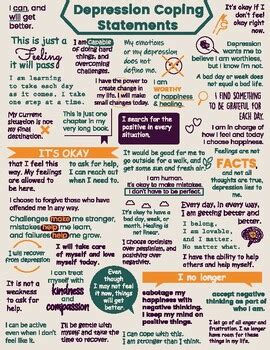 Depression Coping Statements Kids Teens Handout-Coping Skills ...