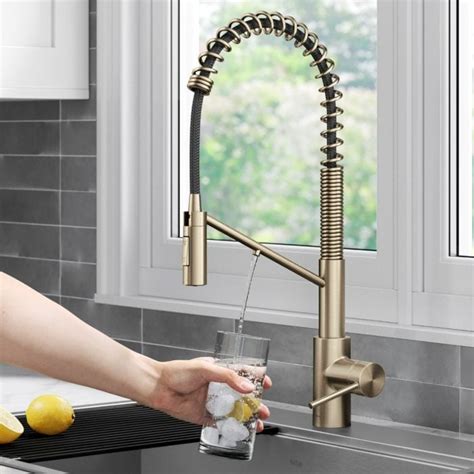 Oletto 2 In 1 Bronze Pull Down Water Filter Kitchen Faucet