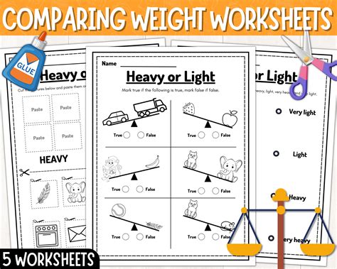Comparing Weight Activities | Heavy and Light Sorting Cut & Paste