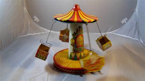 Vintage Lever Wind Up Toy Carousel Youtube