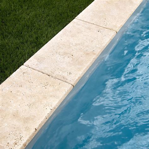 Margelle De Piscine Pierre Naturelle Travertin Beige Light 1er Choix