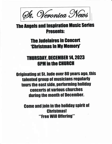 CHRISTMAS CONCERT... - St. Veronica Parish, Eastpointe, MI