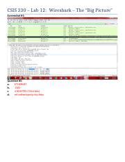 Lab12B Docx CSIS 330 Lab 12 Wireshark The Big Picture