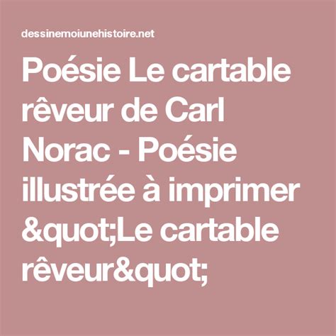 Poésie Le Cartable Rêveur De Carl Norac Poésie Illustrée à Imprimer