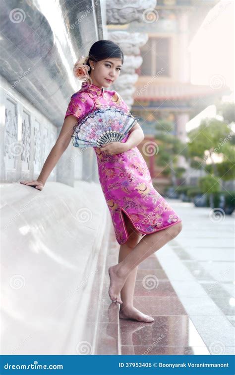 Asian Woman Wearing A Cheongsam Stock Photo Image Of Female Elegant