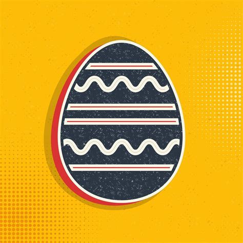 Easter Egg Flat Pop Art Style Vector Icon Vector Pop Art Style Vector