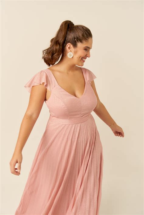 Vestido De Festa Vestido De Festa Plus Size Rosa Nude Longo Karen