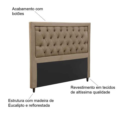 Cabeceira King Estofada Baronesa 195 Cm Casa Chick Suede Bege